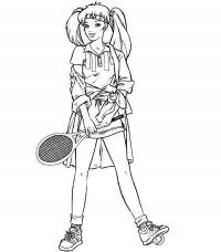 Теннис, девушка с хвостиками и ракеткой в руках Раскраски для мальчиков