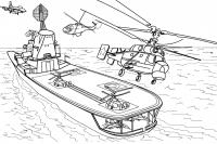 Эсминец и вертолеты Раскраски для мальчиков