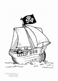 Пираты на море Раскрашивать раскраски для мальчиков